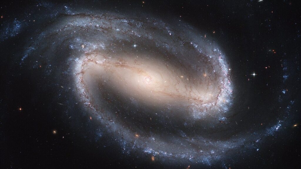 Hubble Space Telescope image of the barred spiral galaxy NGC 1300 against black space